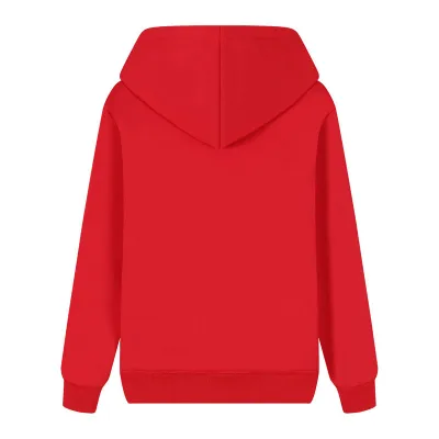 Women's Fleece-Lined Cotton Pullover Hoodie Casual Loose Fit Solid Color Spring Autumn