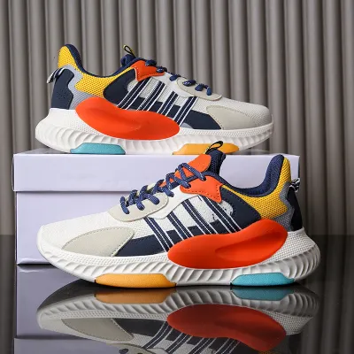 Women Fashion Casual Flying Weaving Breathable Color Block Sneaker
