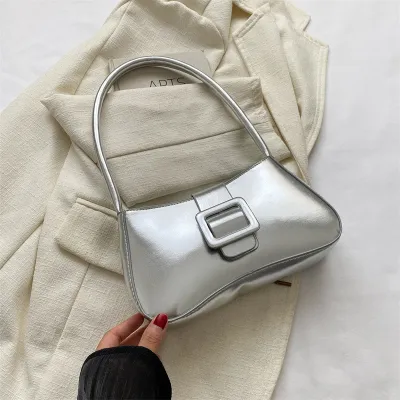 Women Fashionable Solid Color Flap Square Shoulder Underarm Bag