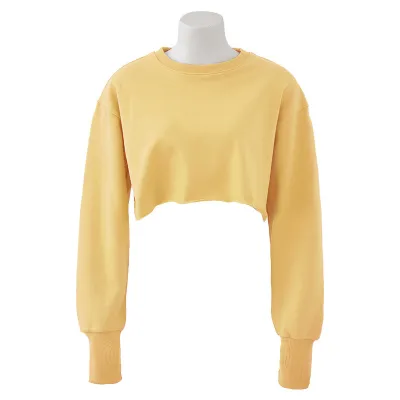 Women's Pullover Crop Sweatshirt Long-Sleeved Yoga Fitness Sportswear