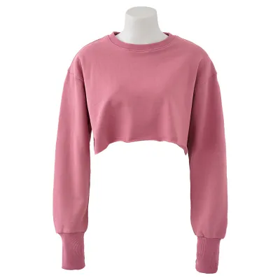 Women's Pullover Crop Sweatshirt Long-Sleeved Yoga Fitness Sportswear