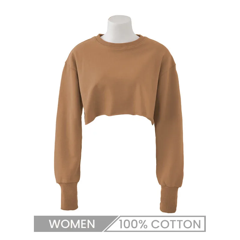 Women's Pullover Crop Sweatshirt Long-Sleeved Yoga Fitness Sportswear