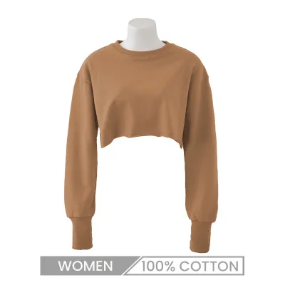 Women's Pullover Crop Sweatshirt Long-Sleeved Yoga Fitness Sportswear