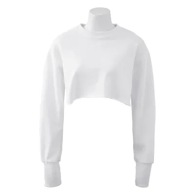 Women's Pullover Crop Sweatshirt Long-Sleeved Yoga Fitness Sportswear