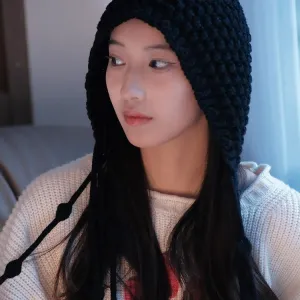 Autumn Winter Women Solid Color Knitted Beanie Hat