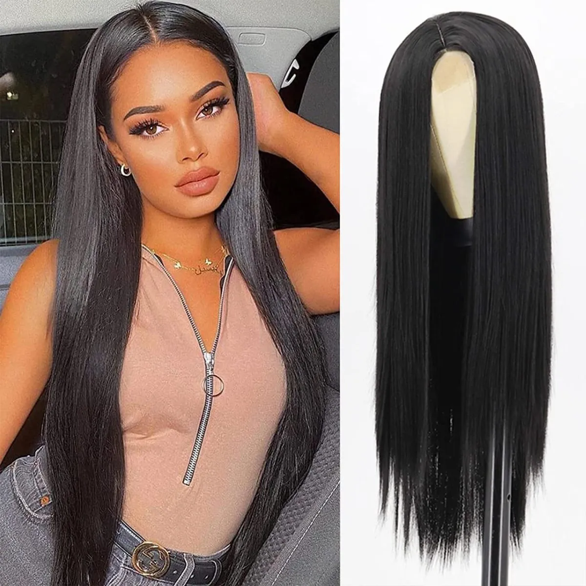Women Fashionable Solid Color Long Straight Hair Wig