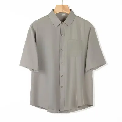 Men Casual Basic Stripe Print Plus Size Short Sleeve Lapel Cardigan Shirt