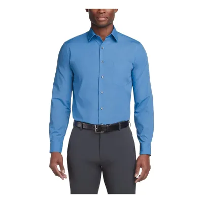 Men Plus Size Casual Business Solid Color Long Sleeve Lapel Dress Shirts