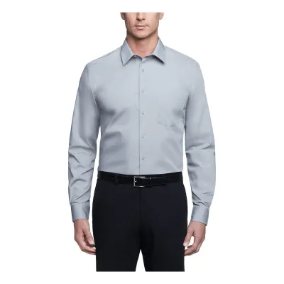 Men Plus Size Casual Business Solid Color Long Sleeve Lapel Dress Shirts
