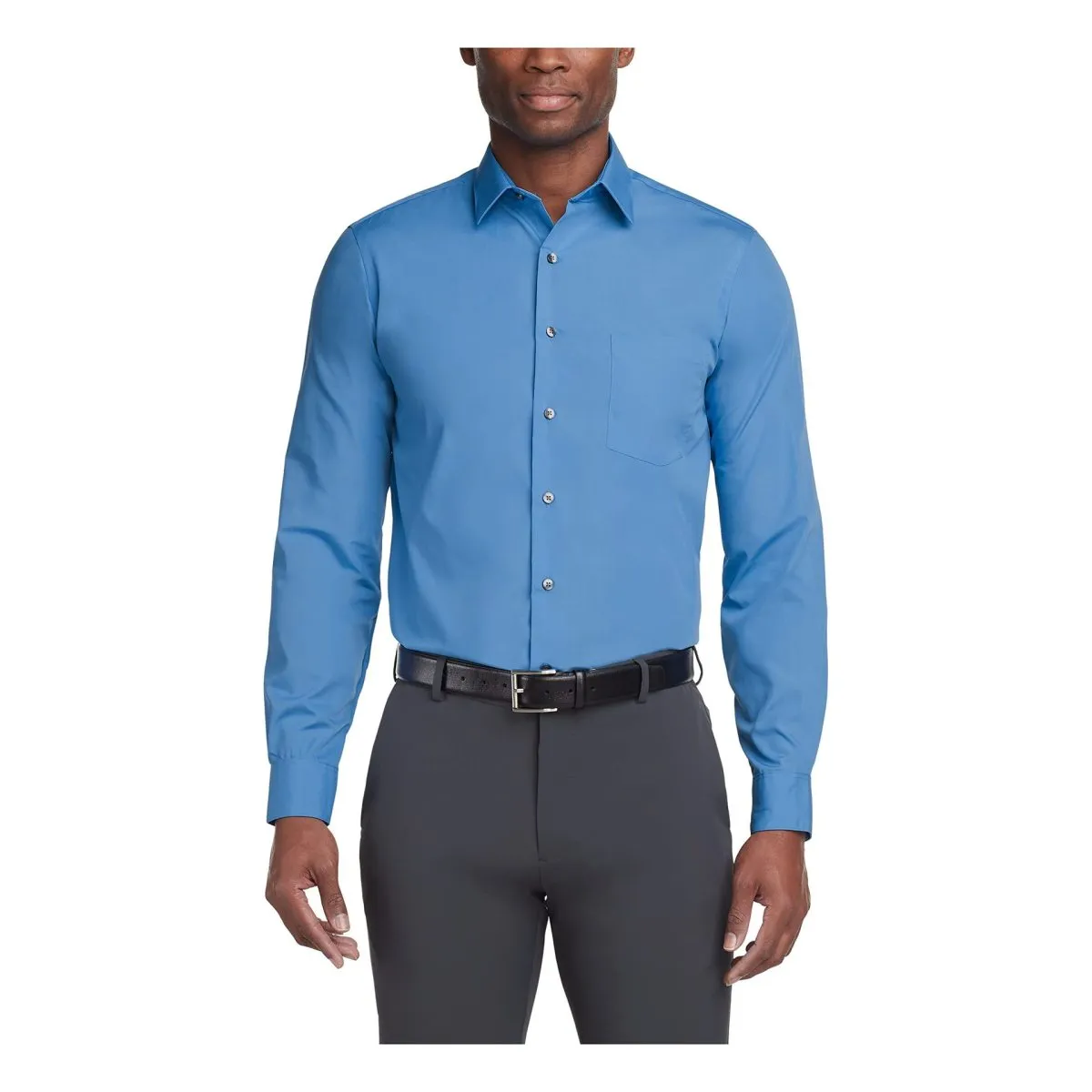 Men Plus Size Casual Business Solid Color Long Sleeve Lapel Dress Shirts