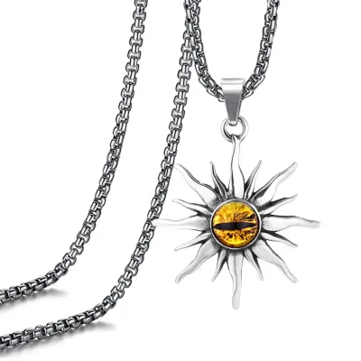 Men's Fashion Hip Hop Vintage Stainless Steel Necklace With Alloy Pendant