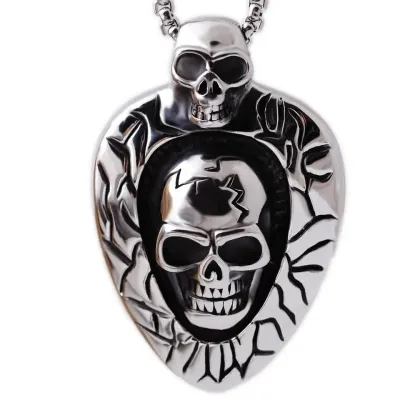 Men's Fashion Hip Hop Vintage Stainless Steel Necklace With Alloy Pendant