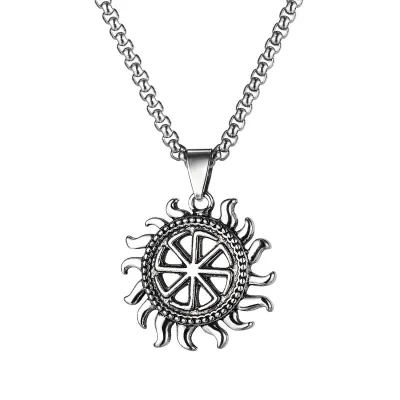 Men's Fashion Hip Hop Vintage Stainless Steel Necklace With Alloy Pendant