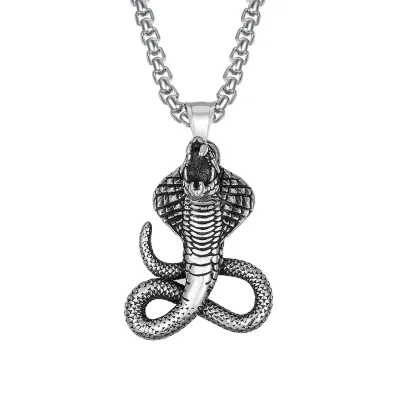 Men's Fashion Hip Hop Vintage Stainless Steel Necklace With Alloy Pendant