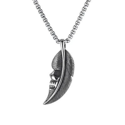 Men's Fashion Hip Hop Vintage Stainless Steel Necklace With Alloy Pendant