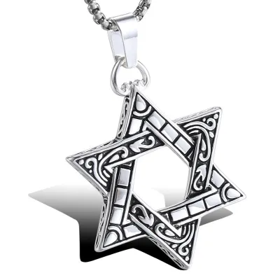 Men's Fashion Hip Hop Vintage Stainless Steel Necklace With Alloy Pendant