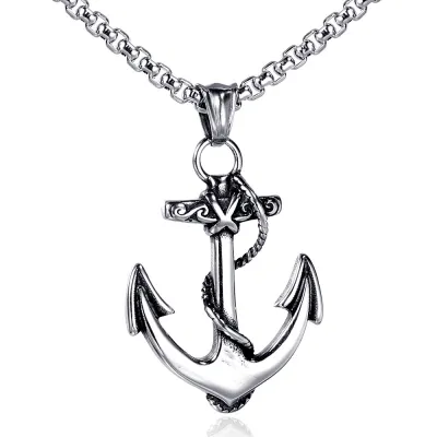 Men's Fashion Hip Hop Vintage Stainless Steel Necklace With Alloy Pendant