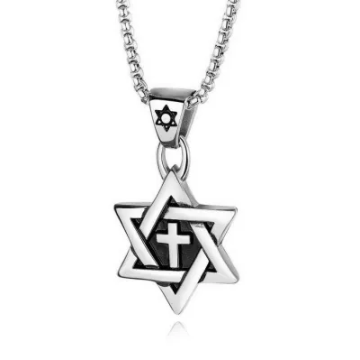 Men's Fashion Hip Hop Vintage Stainless Steel Necklace With Alloy Pendant