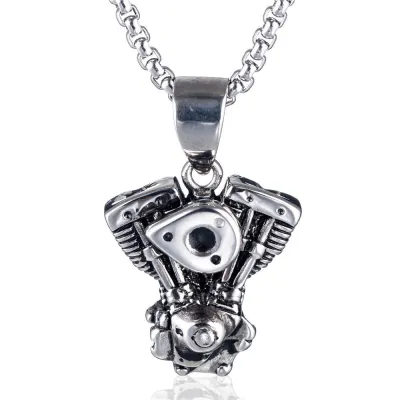 Men's Fashion Hip Hop Vintage Stainless Steel Necklace With Alloy Pendant