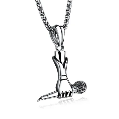 Men's Fashion Hip Hop Vintage Stainless Steel Necklace With Alloy Pendant