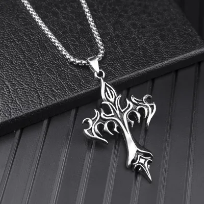 Men's Fashion Hip Hop Vintage Stainless Steel Necklace With Alloy Pendant