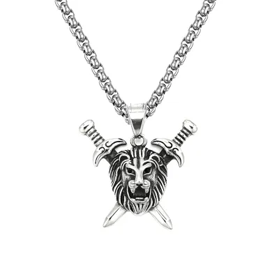 Men's Fashion Hip Hop Vintage Stainless Steel Necklace With Alloy Pendant