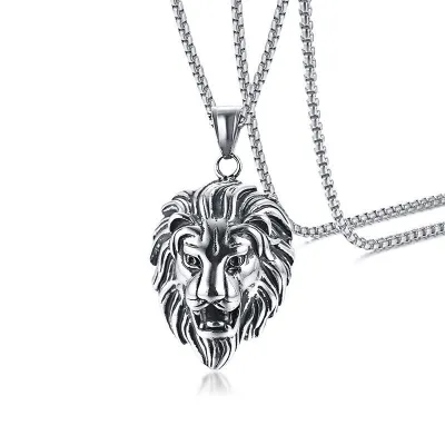Men's Fashion Hip Hop Vintage Stainless Steel Necklace With Alloy Pendant