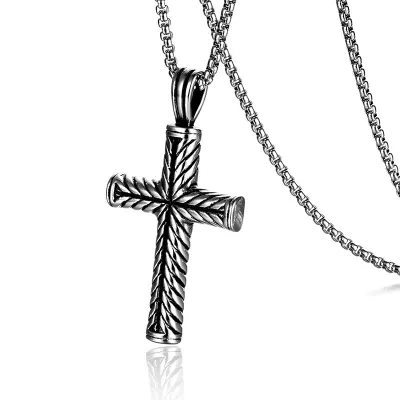 Men's Fashion Hip Hop Vintage Stainless Steel Necklace With Alloy Pendant