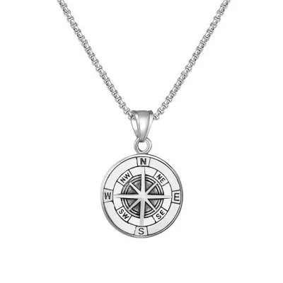 Men's Fashion Hip Hop Vintage Stainless Steel Necklace With Alloy Pendant
