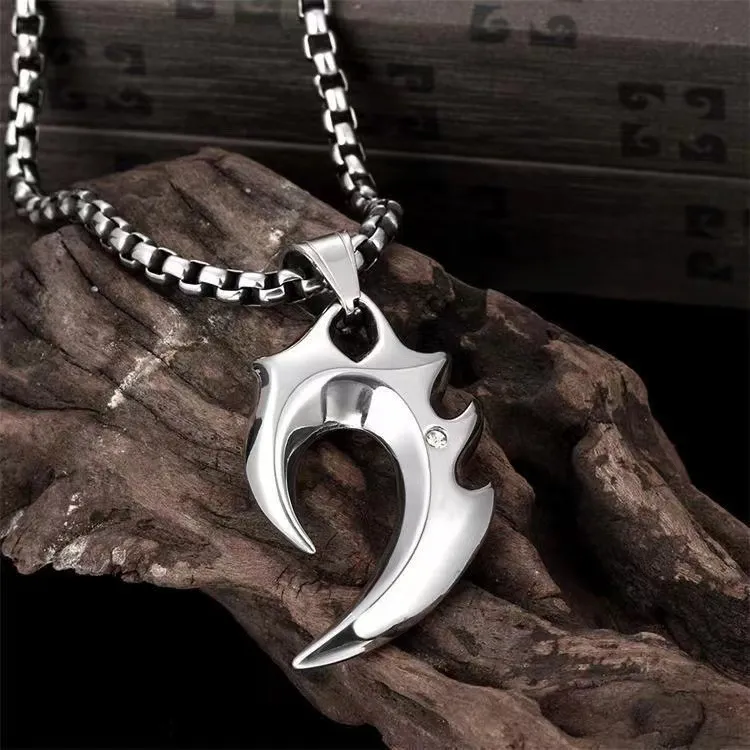 Men's Fashion Hip Hop Vintage Stainless Steel Necklace With Alloy Pendant