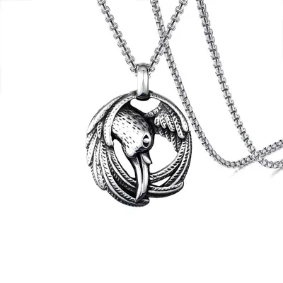 Men Fashion Casual Hip Hop Vintage Keel Chain Necklace Stainless Steel Alloy Pendant