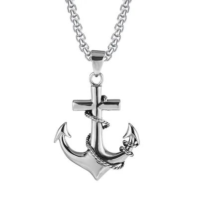 Men Fashion Casual Hip Hop Vintage Keel Chain Necklace Stainless Steel Alloy Pendant