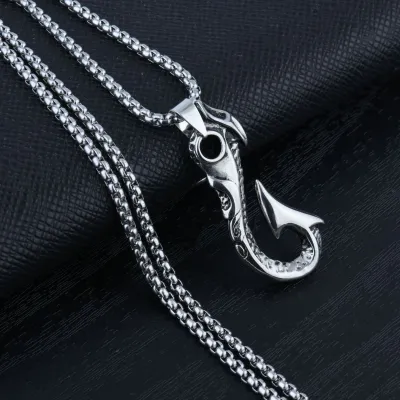 Men Fashion Casual Hip Hop Vintage Keel Chain Necklace Stainless Steel Alloy Pendant