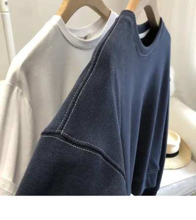 Women Loose Pullover Sweatshirt Casual Long-Sleeved Crewneck Solid Color