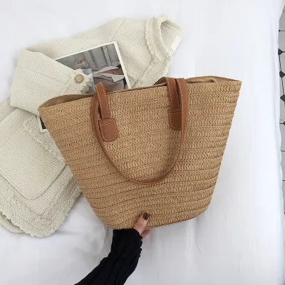 Summer Women Fashionable Straw Woven Large Capacity Tote Shoulder Bag