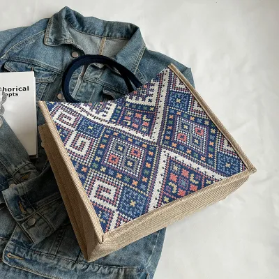 Women Fashion Ethnic Square Large Capacity Tote Bag
