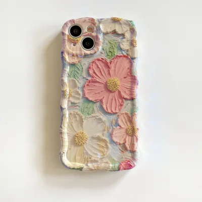 Women Cute Wave Edge Floral Drop-Resistant Apple Phone Case