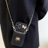 Lambskin Black-Xiaoxiang Style Card Bag Diagonal Rope