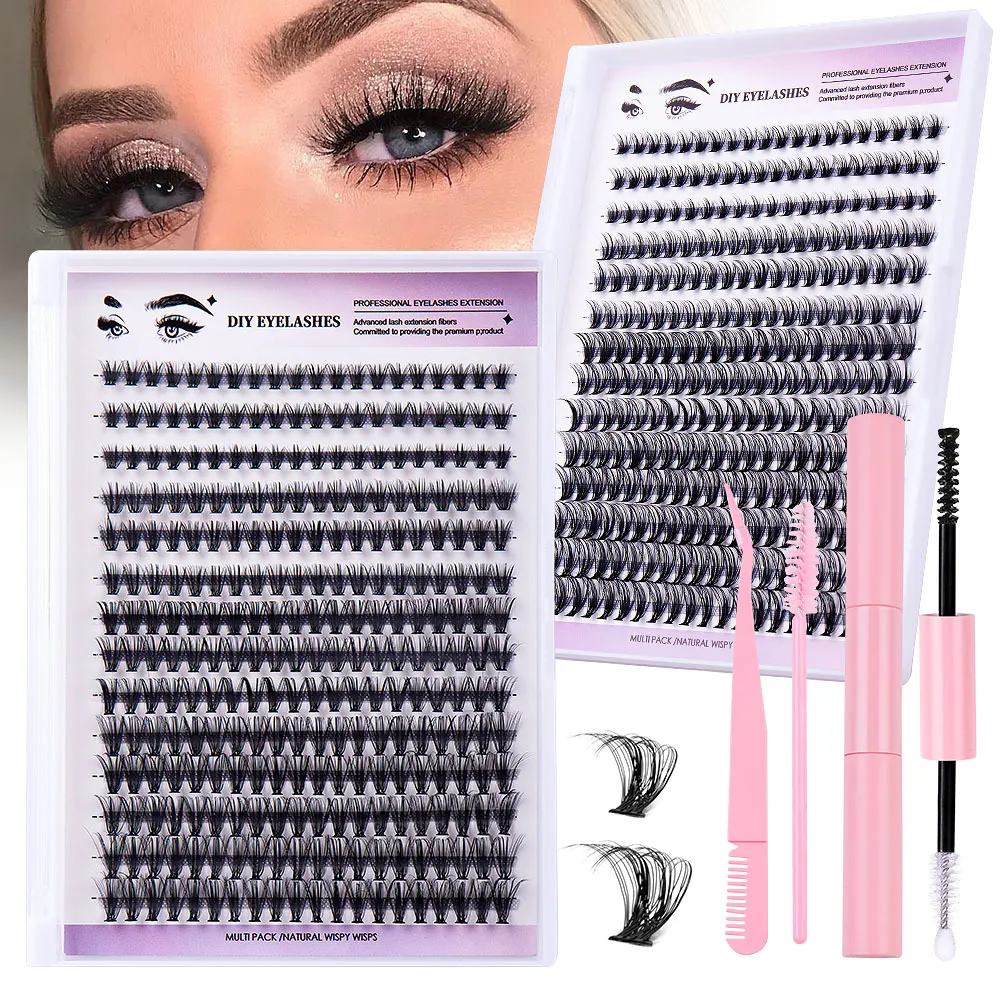 DIY Segmented False Eyelash Glue Tweezers Set Beauty Makeup Tool Kit