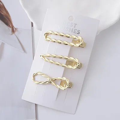 Women Fashion Cold Style Metal Silver Wave Hairpin Set