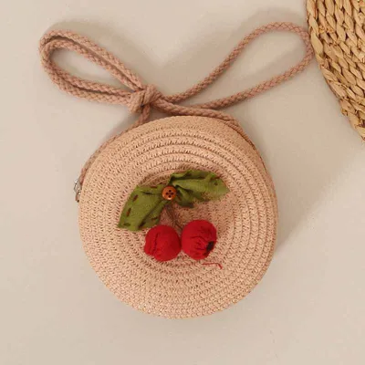 Kids Girls Casual Cute Cartoon Floral Straw Woven Crossbody Bag