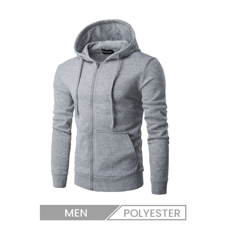 Men Slim-Fit Sports Casual Custom Printed Logo Pocket Hoodie