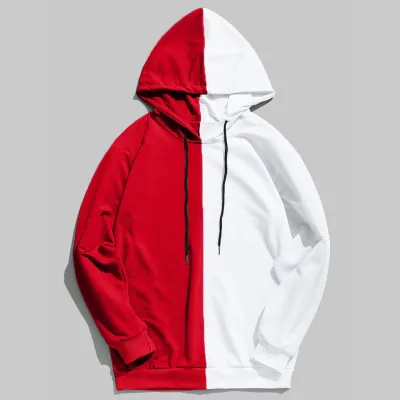 Contrast Color Men Women Casual Fashion Long Sleeve Logo Custom Pullover Hoodie