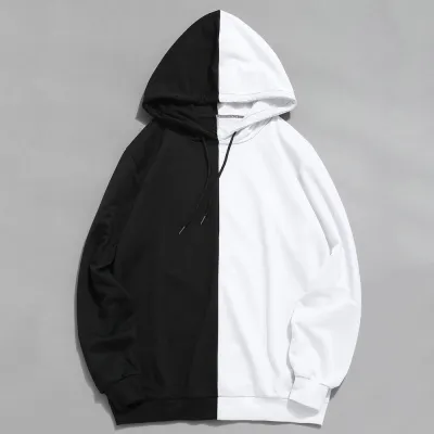 Contrast Color Men Women Casual Fashion Long Sleeve Logo Custom Pullover Hoodie