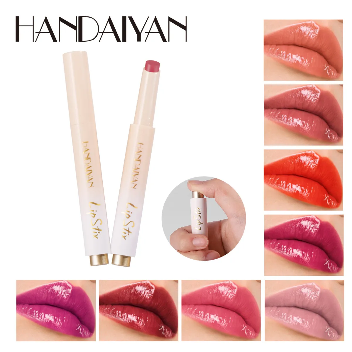 Women Handaiyan Simple Waterlight Mirror Moisturizing Press Lipstick Long-Lasting Waterproof