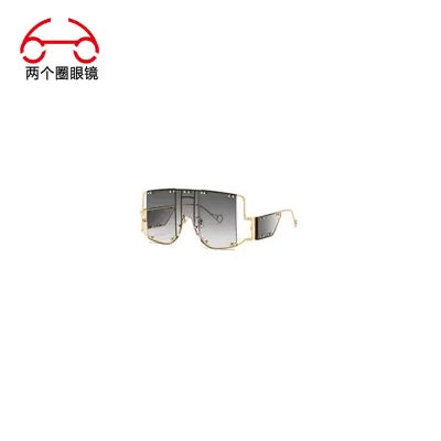 Punk Vintage Studded One-Piece Sunglasses with Metal Frame