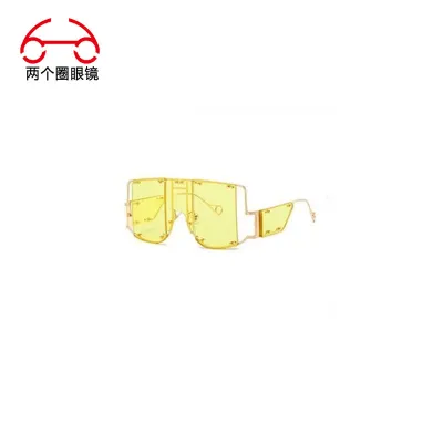 Punk Vintage Studded One-Piece Sunglasses with Metal Frame