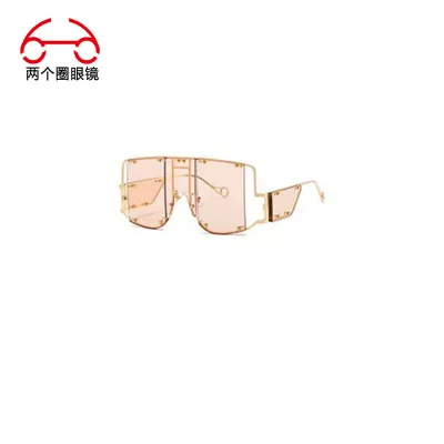 Punk Vintage Studded One-Piece Sunglasses with Metal Frame