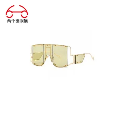 Punk Vintage Studded One-Piece Sunglasses with Metal Frame