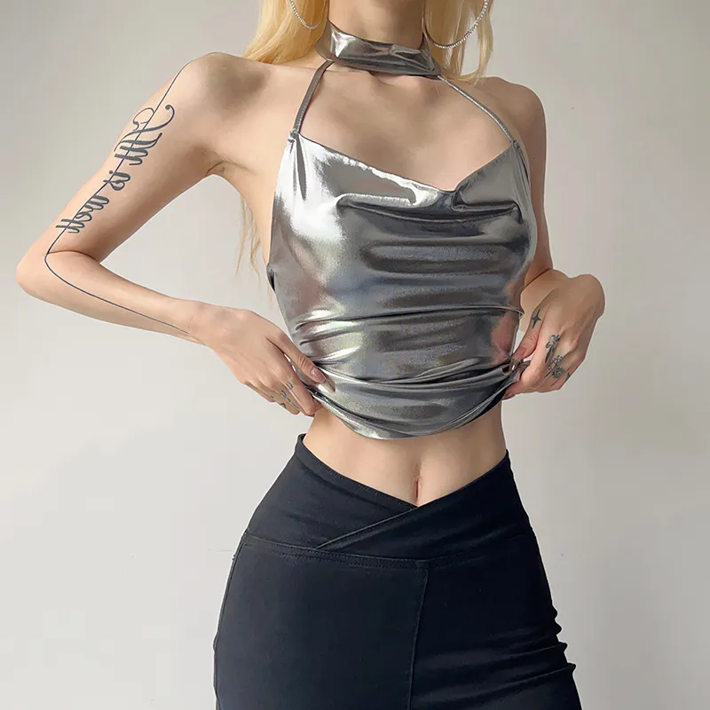 Summer Women Sexy Halter Neck Backless Sleeveless Crop Top